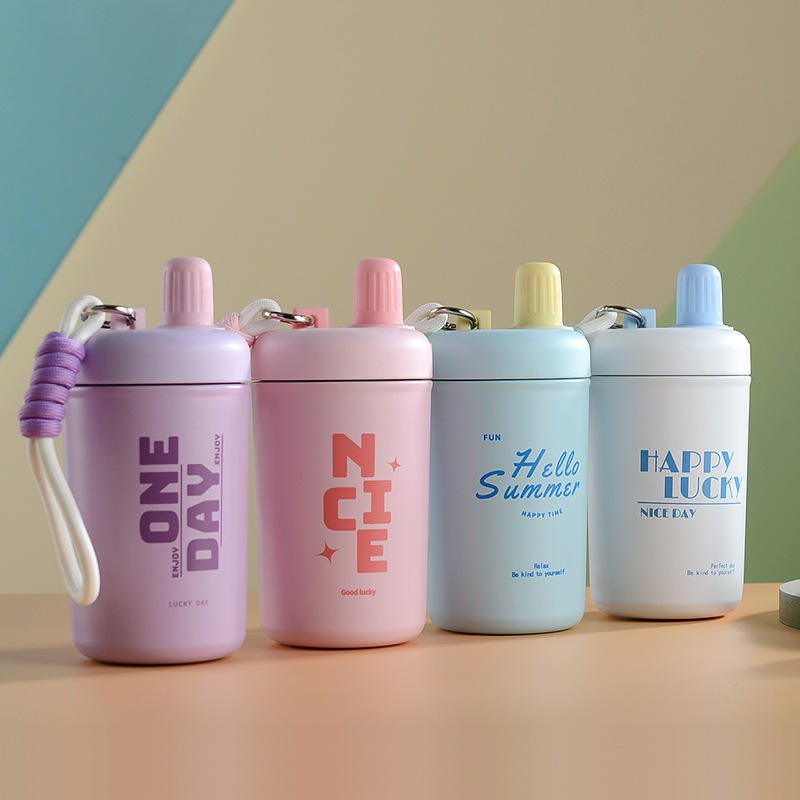 LeMuna 450ml girls portable double wall vacuum thermos cup stainless steel insulated kids school water bottle