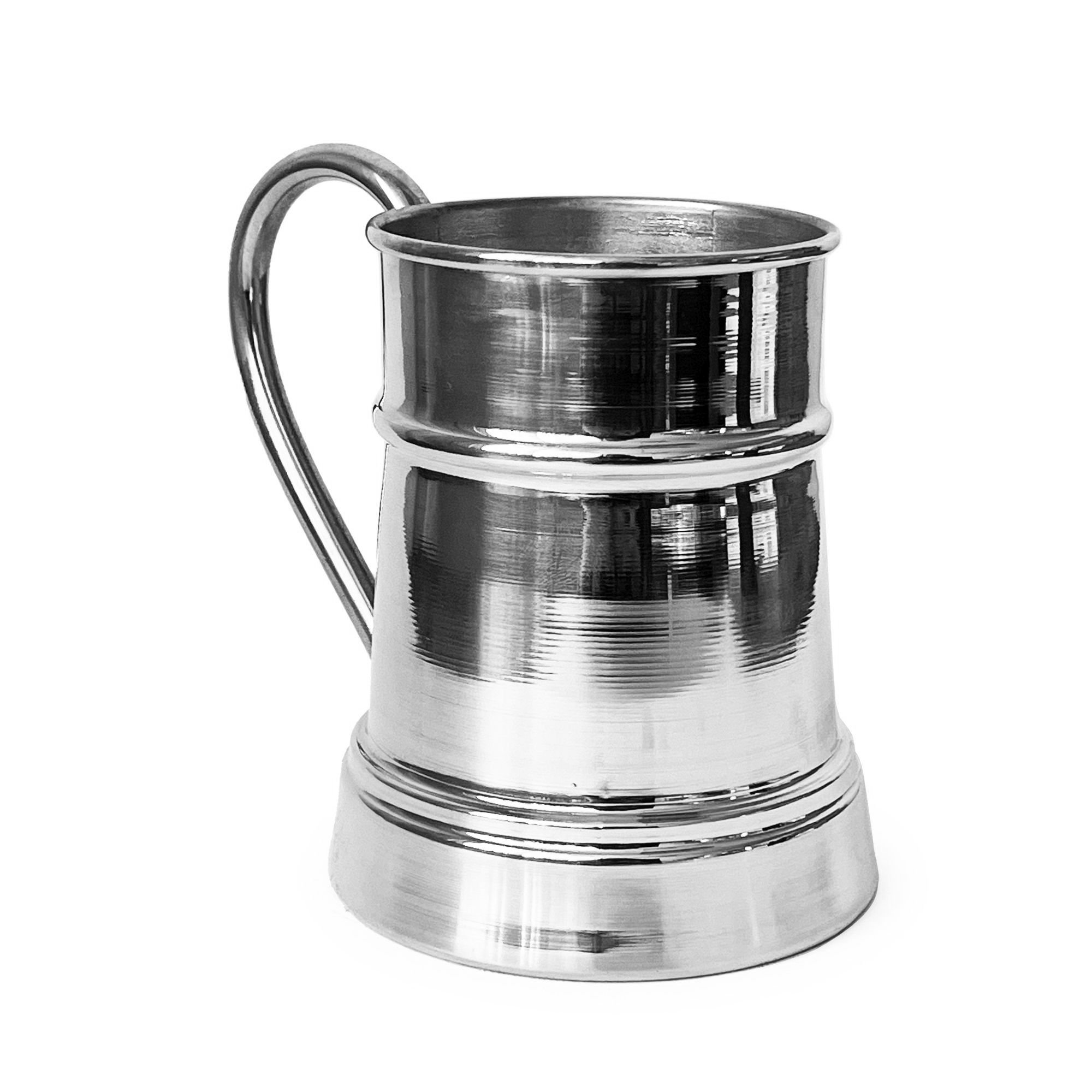 Turkish Handmade Hammered Copper Mug Debito NICKEL Color 600ml Beer Mug, Ayran and Water Cup, Authentic Beverage Service