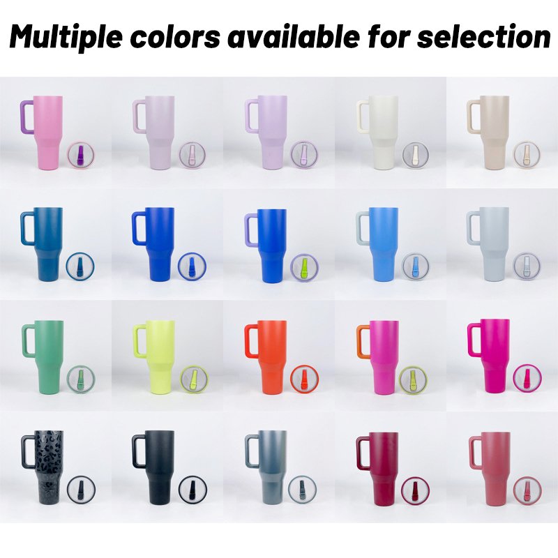 Custom Logo Leak Proof Flip Straw Tumbler Wholesale Bulk Thermal Cup Stainless Steel Coffee Mug 30oz 40oz Tumbler with Handle