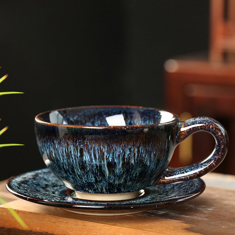 Wholesale 150ml Pottery Clay Ceramic Coffee Mug Tea Cup And Saucer Set Ceramic Coffee Cup