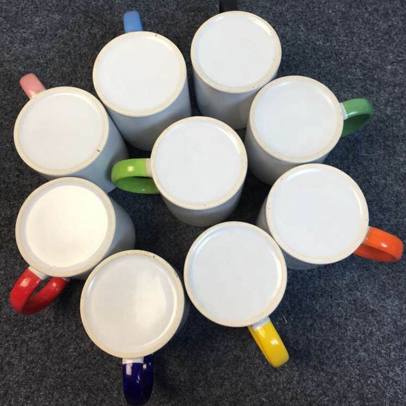 11oz Sublimation Blank Rim Color Mug With Round Color Handle For Promotion Gifts