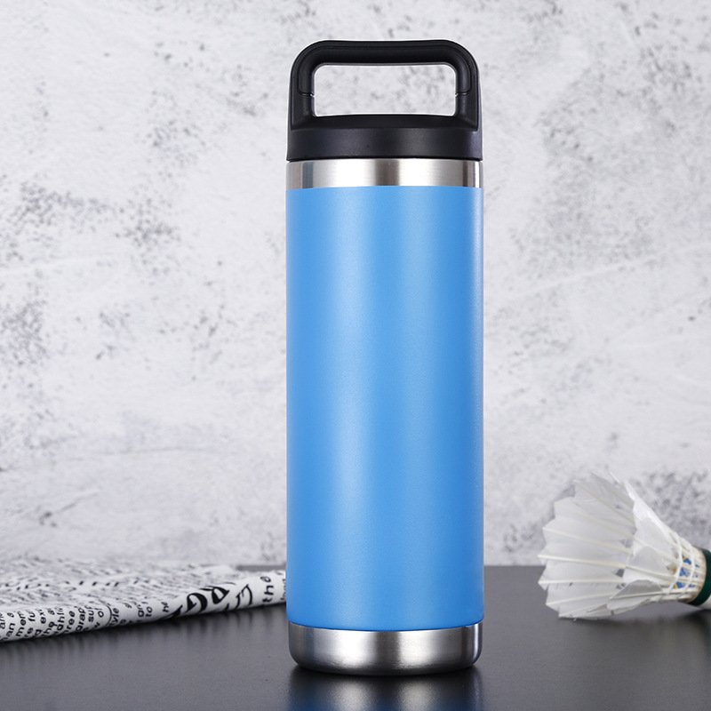 Logo Custom Stainless Steel Insulated Vacuum Flask With Plastic Handle Double Wall Thermo Water Bottle