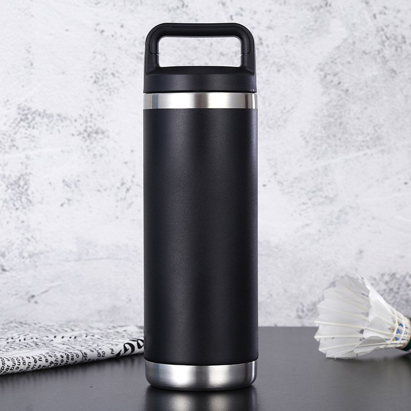 Logo Custom Stainless Steel Insulated Vacuum Flask With Plastic Handle Double Wall Thermo Water Bottle