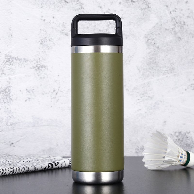 Logo Custom Stainless Steel Insulated Vacuum Flask With Plastic Handle Double Wall Thermo Water Bottle
