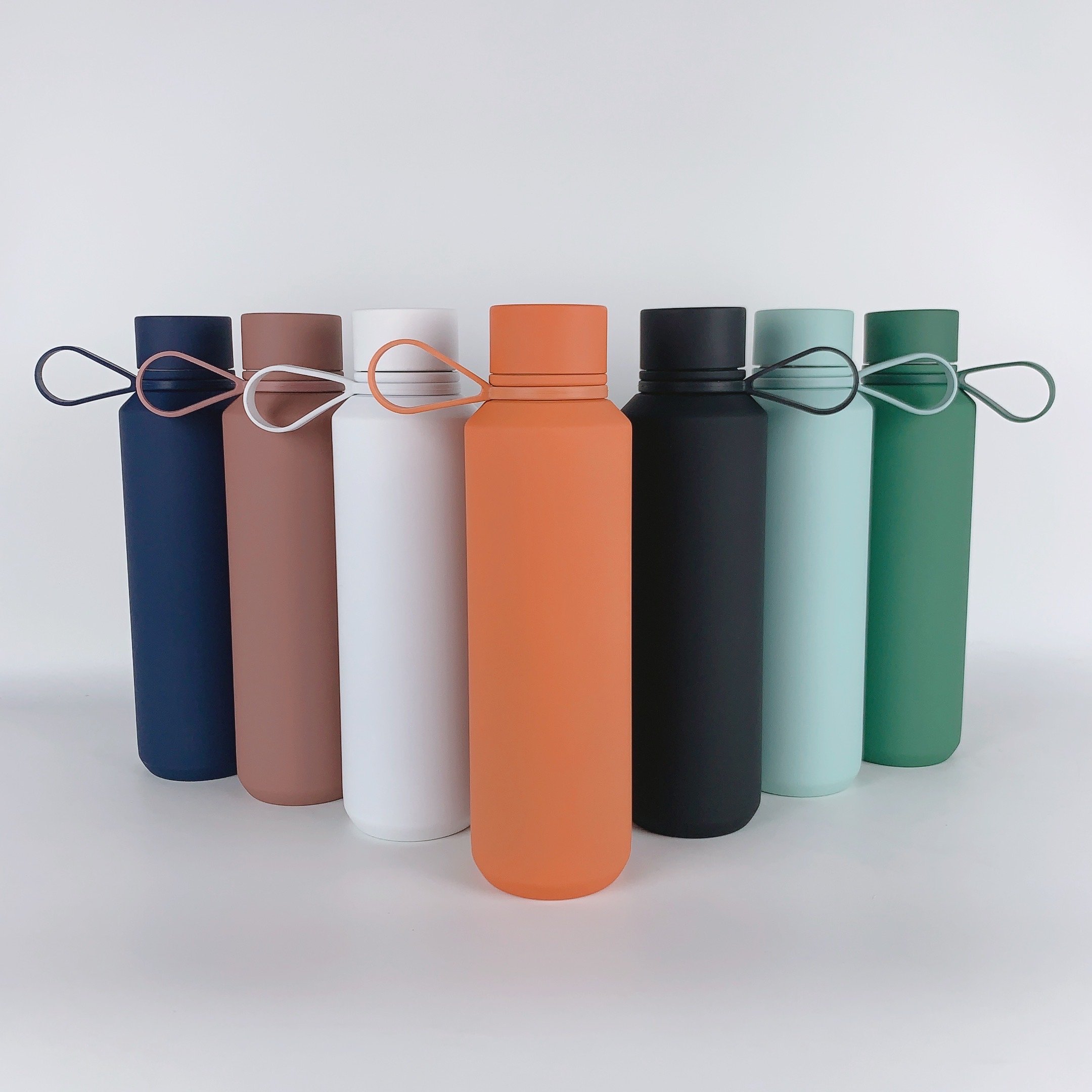 Portable 12oz 20oz Double Wall Stainless Steel Vacuum Water Bottle Stay Hot Keep cold With Silicone Handle