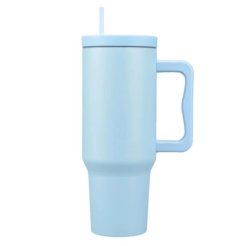40oz stainless steel Straw Drinking Bottle Double Wall Vacuum Thermos Tumbler Cold insulation Outdoor Bottle with Handle