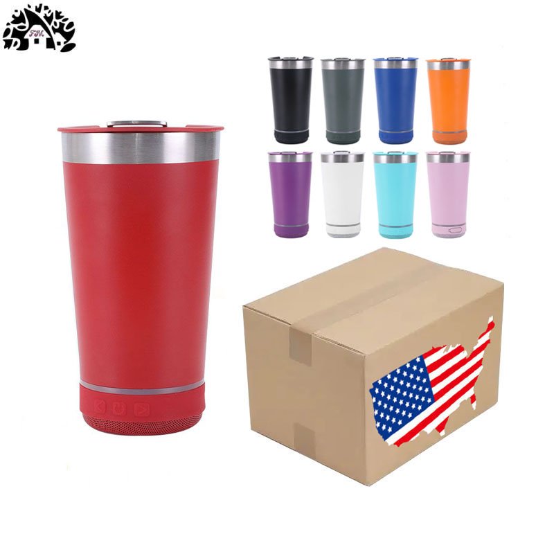16oz Bluetooth audio car cup New portable car coffee cup 304 stainless steel thermos cup
