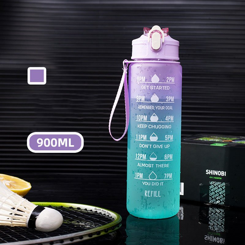 Sports Water Bottle Leak Proof with Motivational Time Marker PC Travel OPP Bag Wholesale Food Grade Fitness Gym Outdoor Unisex