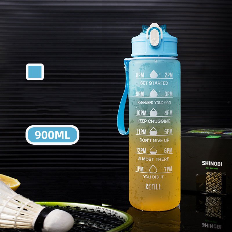 Sports Water Bottle Leak Proof with Motivational Time Marker PC Travel OPP Bag Wholesale Food Grade Fitness Gym Outdoor Unisex