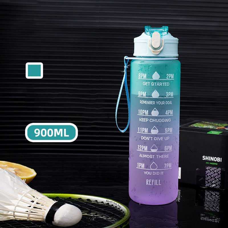 Sports Water Bottle Leak Proof with Motivational Time Marker PC Travel OPP Bag Wholesale Food Grade Fitness Gym Outdoor Unisex