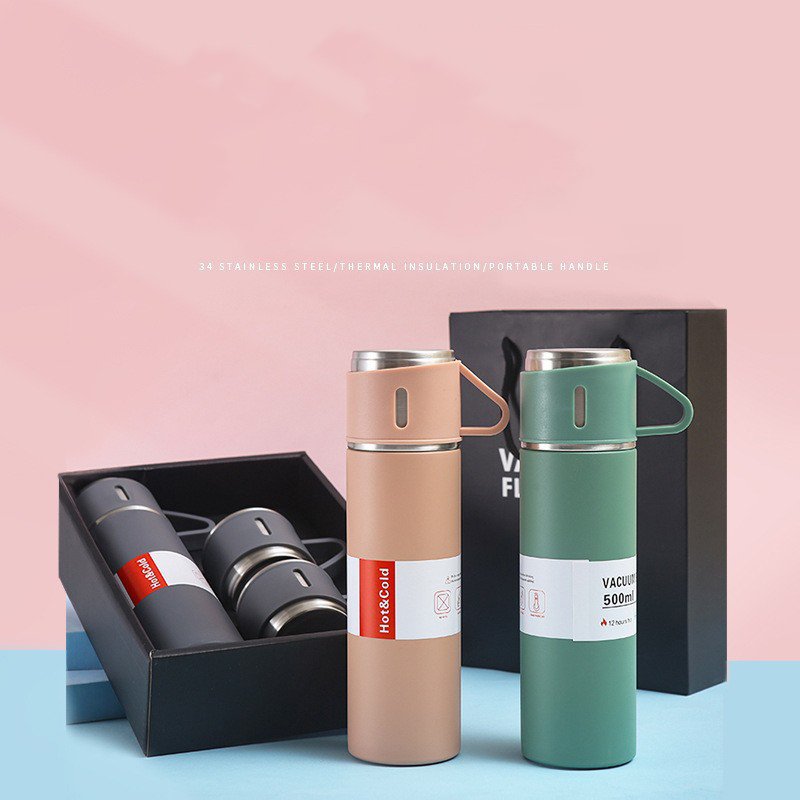 500ml High-end business thermos cup gift set double wall 304 stainless steel tea separation travel office car tumbler with 2 lid