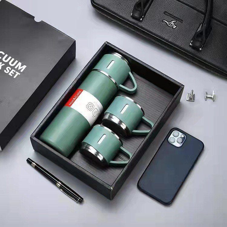 500ml High-end business thermos cup gift set double wall 304 stainless steel tea separation travel office car tumbler with 2 lid