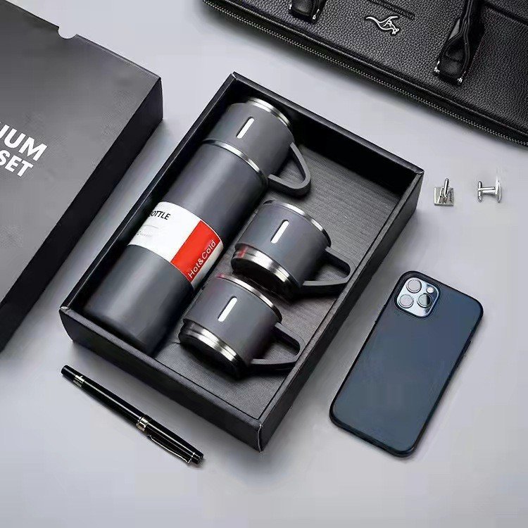 500ml High-end business thermos cup gift set double wall 304 stainless steel tea separation travel office car tumbler with 2 lid
