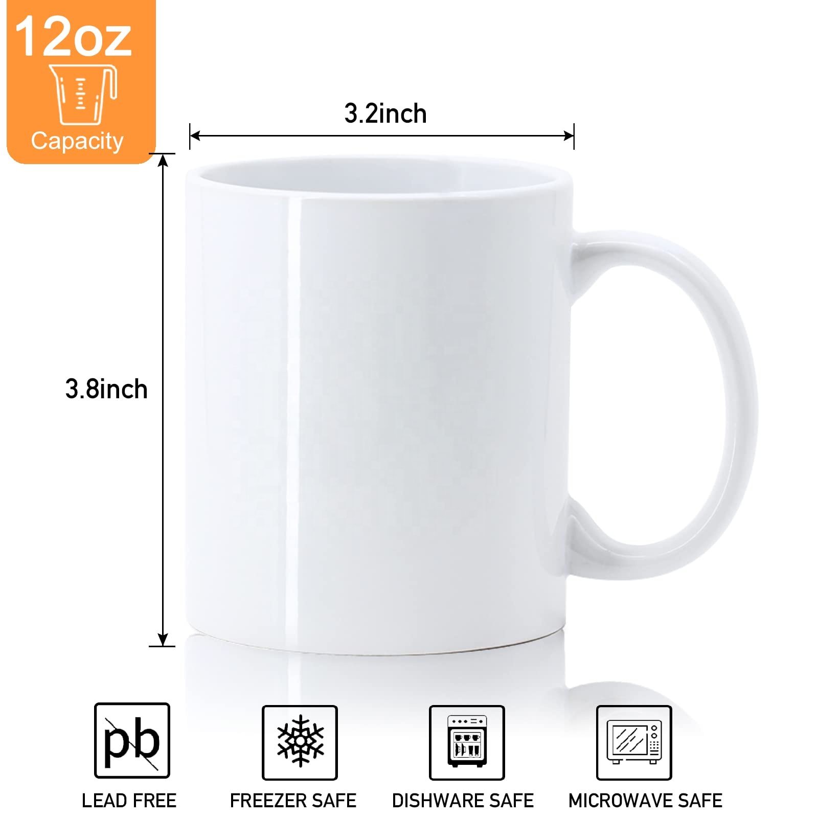 11 Oz Porcelain Plain White custom Logo Sublimation blank Ceramic Cup Tea Handle Coffee Mugs For Drinking