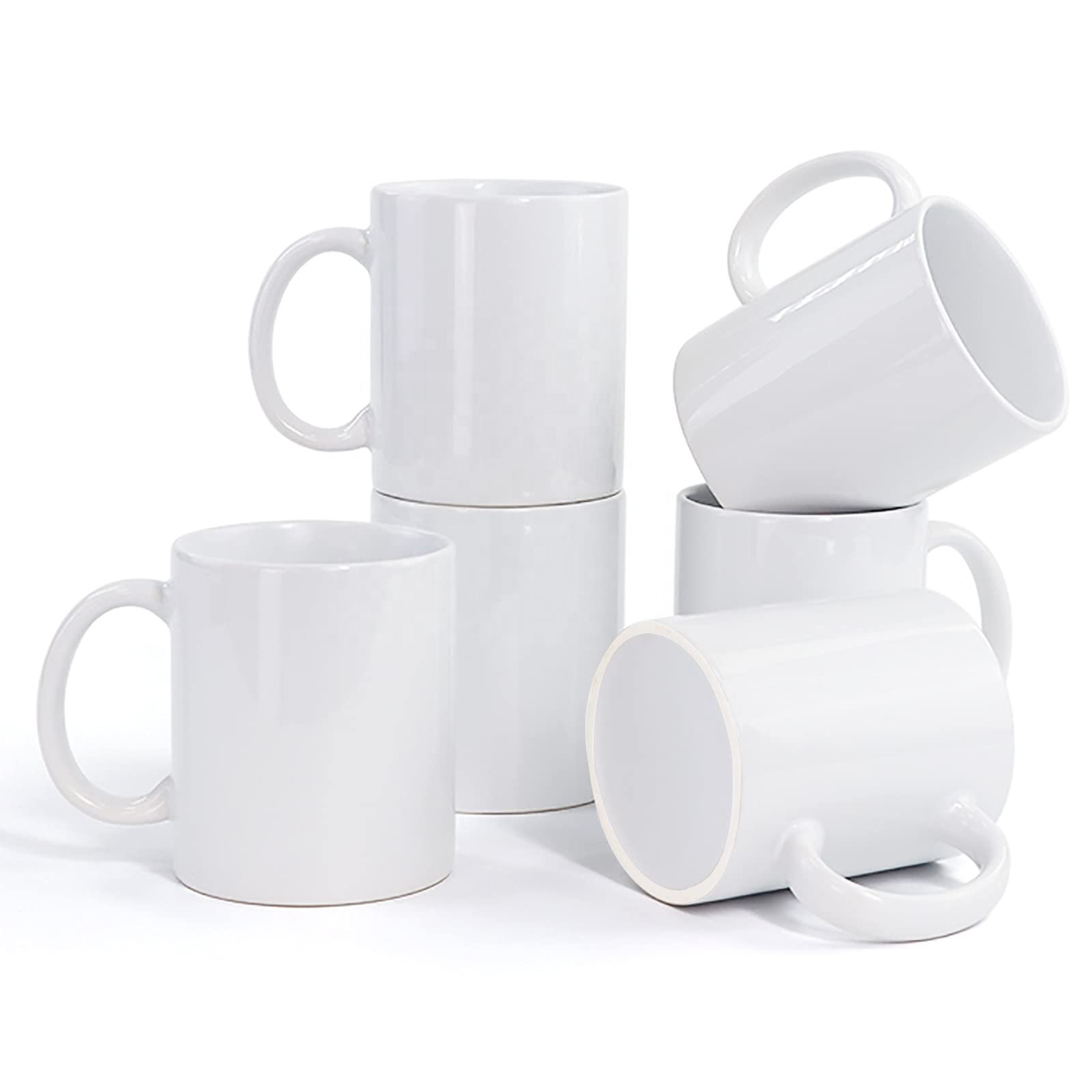 11 Oz Porcelain Plain White custom Logo Sublimation blank Ceramic Cup Tea Handle Coffee Mugs For Drinking