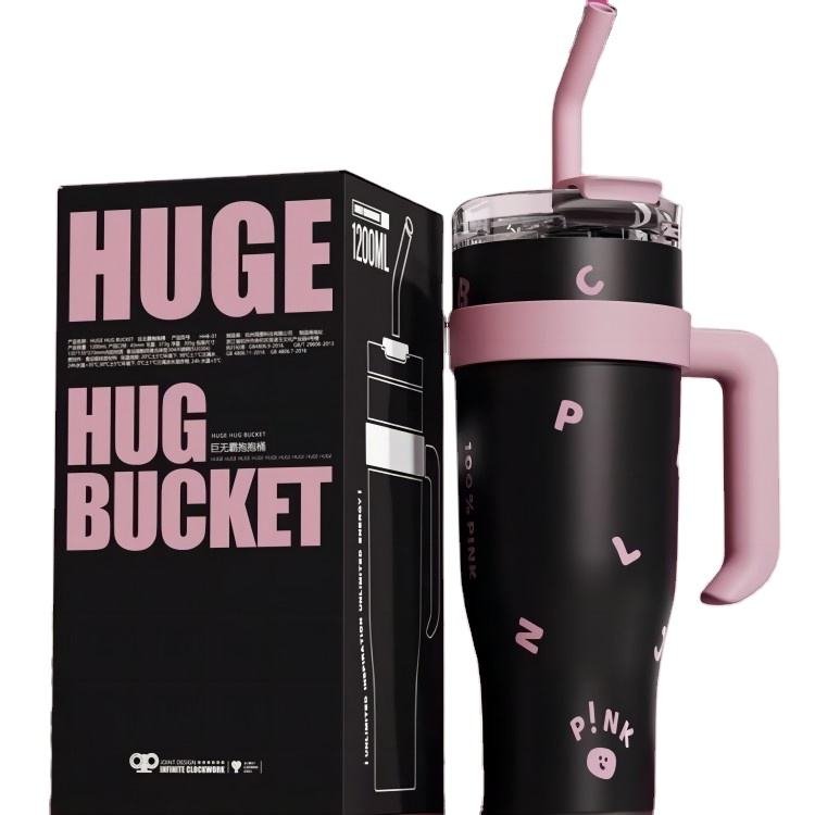 Customized 40oz black Cup Double Wall Insulated pink tumbler With Handle vacuum flasks & thermoses mug