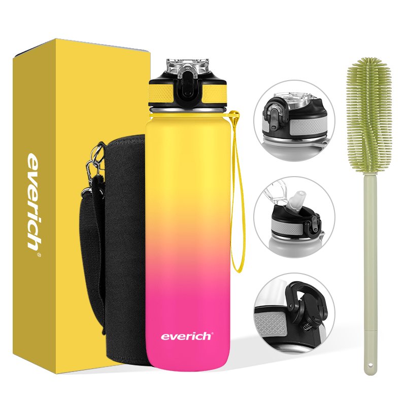 Hot selling insulated stainless steel water bottle wide mouth easy carry with straw and strap