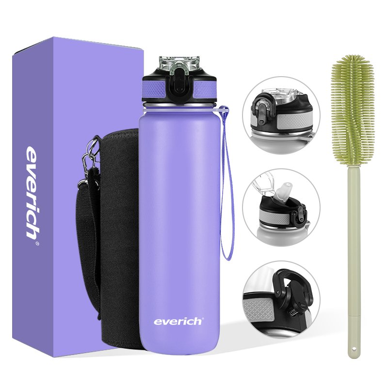Hot selling insulated stainless steel water bottle wide mouth easy carry with straw and strap