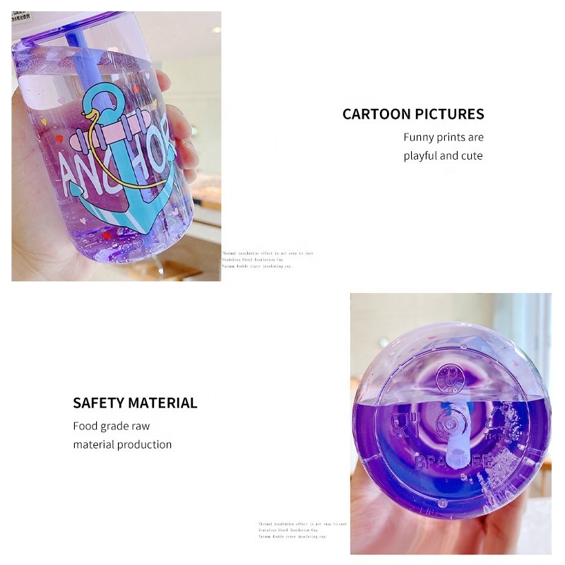 Bpa Free Clear Baby Drinking Bottle Portable Kids Drink Cute Water Bottles Kids With Straw For Kids School
