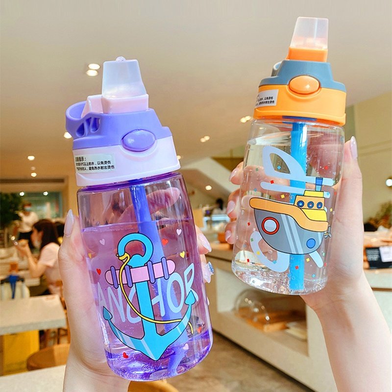 Bpa Free Clear Baby Drinking Bottle Portable Kids Drink Cute Water Bottles Kids With Straw For Kids School