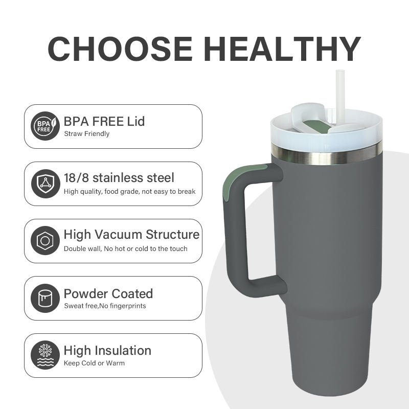 2024 Factory Best Hot Selling Stainless steel insulated tumbler Custom Logo Travel Mug 30oz 40oz Tumbler With Handle And Straw