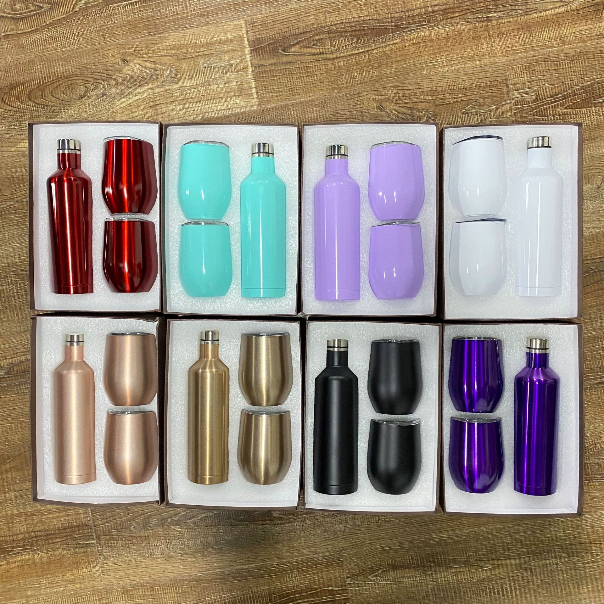 304 Double Stainless Steel Thermal Vacuum Flask Insulated Travel Thermal Bottle with 3 Cups Gift Set for Gift