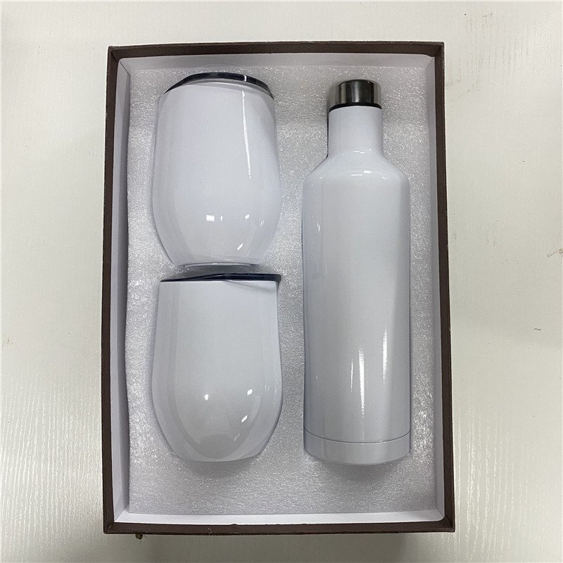 304 Double Stainless Steel Thermal Vacuum Flask Insulated Travel Thermal Bottle with 3 Cups Gift Set for Gift