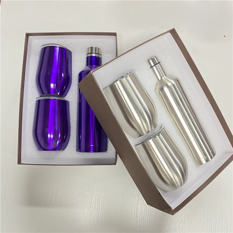 304 Double Stainless Steel Thermal Vacuum Flask Insulated Travel Thermal Bottle with 3 Cups Gift Set for Gift