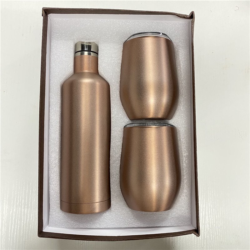 304 Double Stainless Steel Thermal Vacuum Flask Insulated Travel Thermal Bottle with 3 Cups Gift Set for Gift