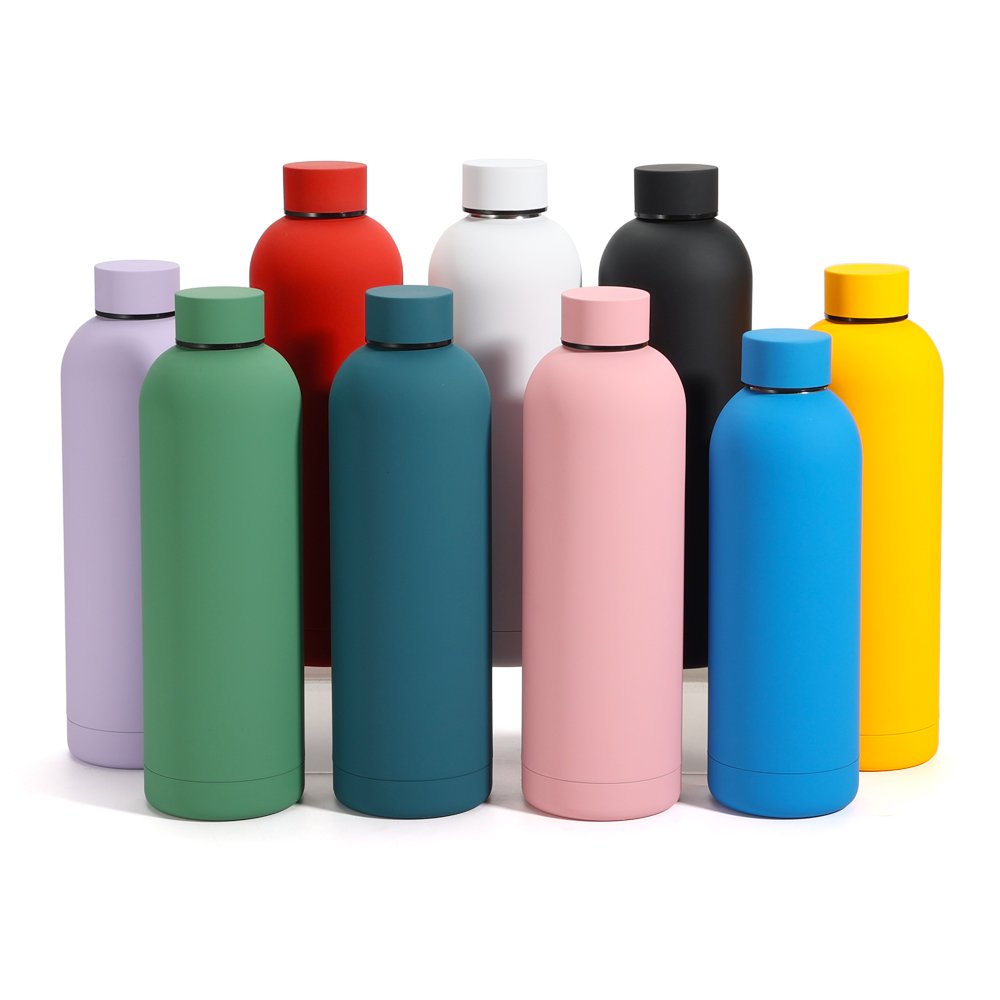 Custom logo Rubber paint outdoor vacuum flasks sport water bottle custom water bottle with lid