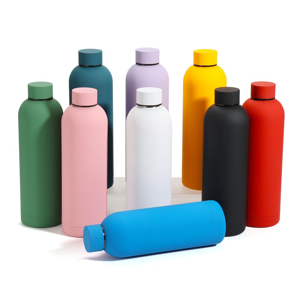 Custom logo Rubber paint outdoor vacuum flasks sport water bottle custom water bottle with lid