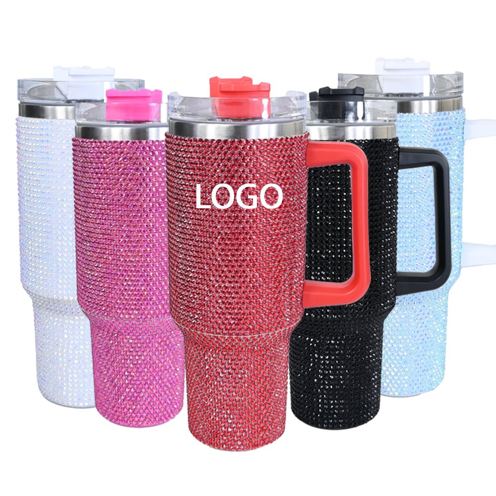 Christmas gifts Crystal Finishes Tumbler Bling Rhinestone Stainless Steel Water Cup Diamond coffee mugs With Lid And Straw