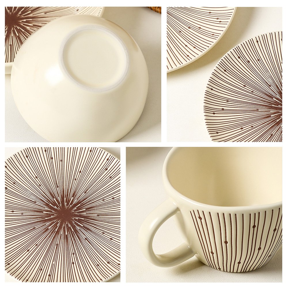 12oz Luxury European Simple Lines Nordic Tea Cup Ceramic Matt Glaze Coffee Mug Cup with Unique Designs