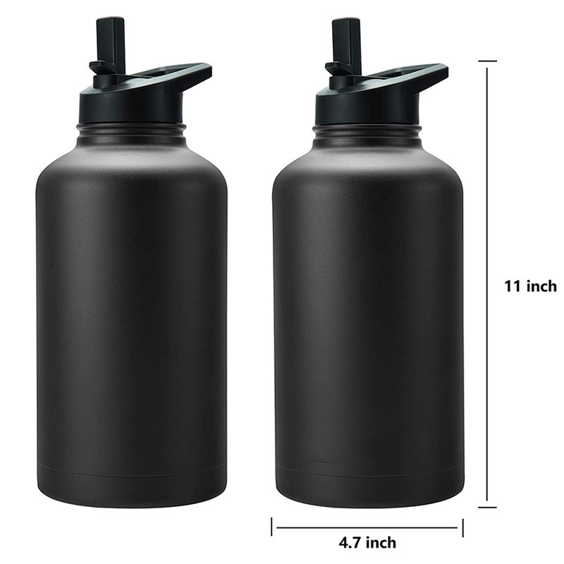 BPA FREE Reusable Fitness Gym vacuum Stainless Steel insulated 64 OZ Water bottle with parachute cord
