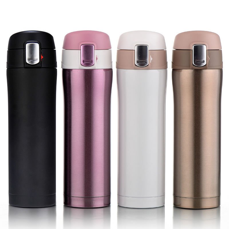 450ml Stainless Steel Thermal Bottle Double Wall Insulated Vacuum Flask BPA Free Leak Proof Water Bottle Slip Lid