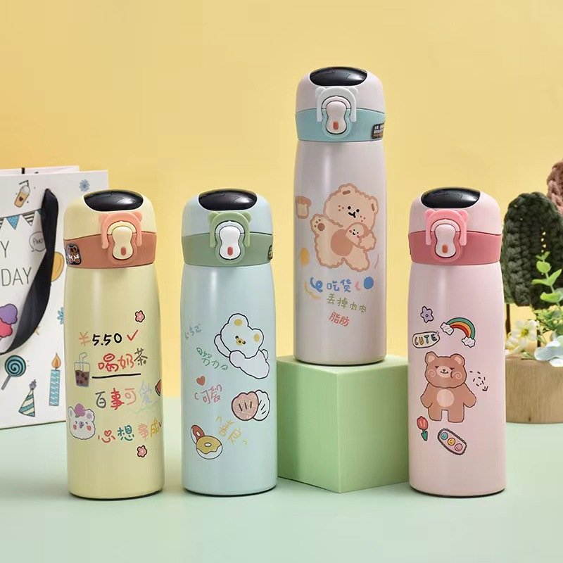 Smart Straw Thermos Cup Large Capacity 316 Food Grade Portable Insulated Gift for Kids Water Bottle with Bounce Lid