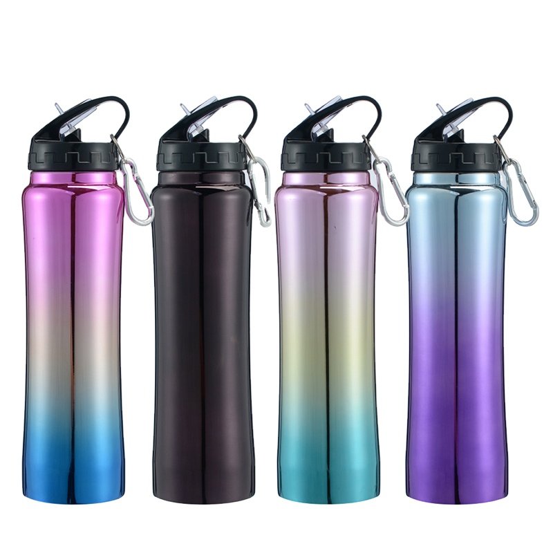 Portable Customized Logo 350ml 550ml 750ml Sports Hiking Water bottle with lid and Straw Stainless Steel Slimming Water Flask