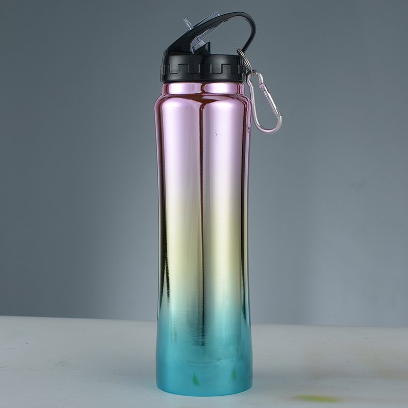 Portable Customized Logo 350ml 550ml 750ml Sports Hiking Water bottle with lid and Straw Stainless Steel Slimming Water Flask