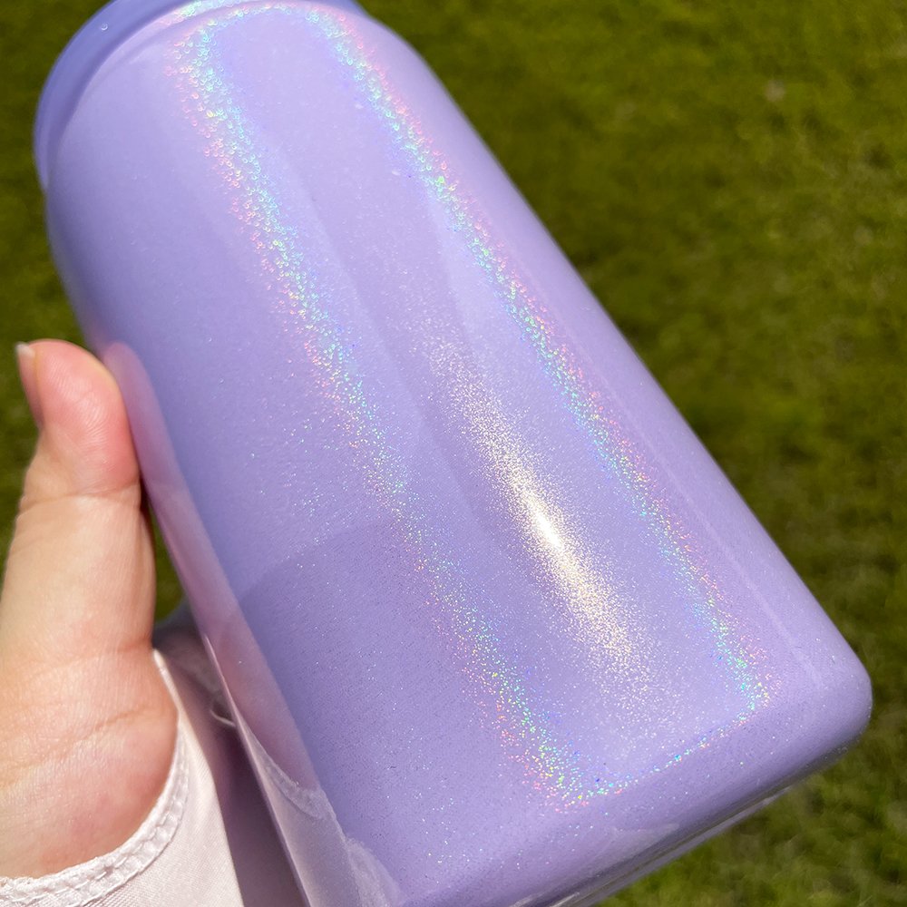 RTS USA 16oz shimmer glitter sublimation can stainless steel under drinking water bottle tumbler with lid straw for vinyl wraps