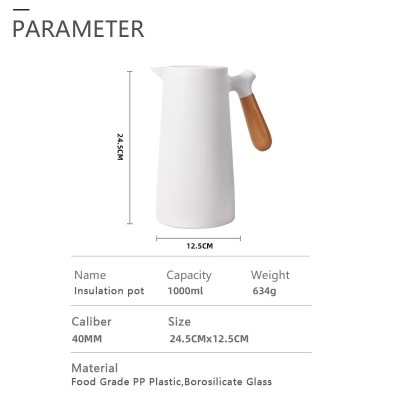 Factory Wholesale 1000ML Vacuum Insulation Pot Double Wall Glass Liner Thermos Bottle Vacuum Flasks