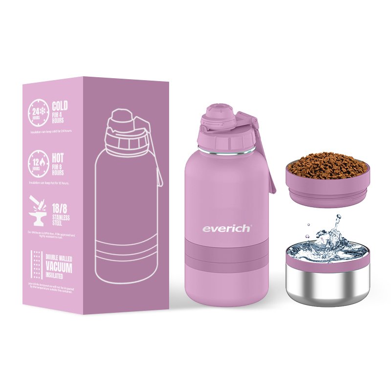 Everich 3 in 1 Insulated Vacuum Wide Mouth Stainless Steel Water Bottle With Storage Compartment