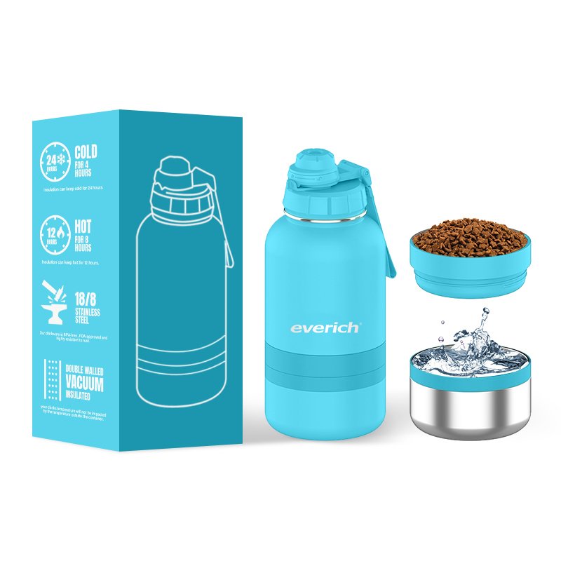 Everich 3 in 1 Insulated Vacuum Wide Mouth Stainless Steel Water Bottle With Storage Compartment