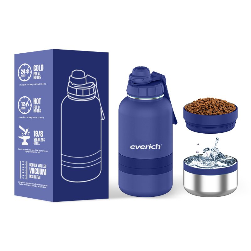 Everich 3 in 1 Insulated Vacuum Wide Mouth Stainless Steel Water Bottle With Storage Compartment