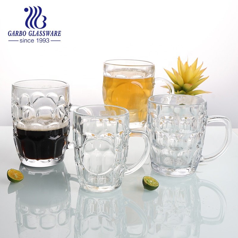 High Quality Large Beer Glass Mug With Handle Custom Logo on Drinking Glass Mugs Stein Water Cup For Bar Alcoholic Beverages Set