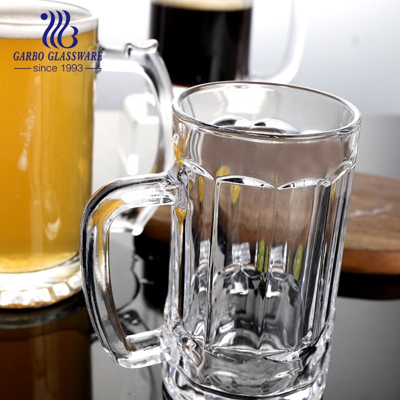 High Quality Large Beer Glass Mug With Handle Custom Logo on Drinking Glass Mugs Stein Water Cup For Bar Alcoholic Beverages Set