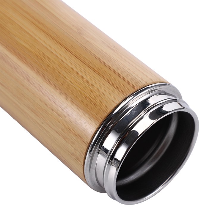 Green environmental protection Creative Bamboo Cup wood grain Stainless Steel water bottle vacuum flasks