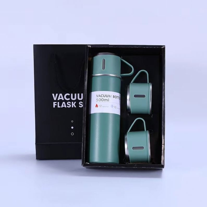 Portable Christmas Gift 3pcs Travel Coffee Tea thermos Vacuum flask stainless steel water bottle gift set with 2 cups