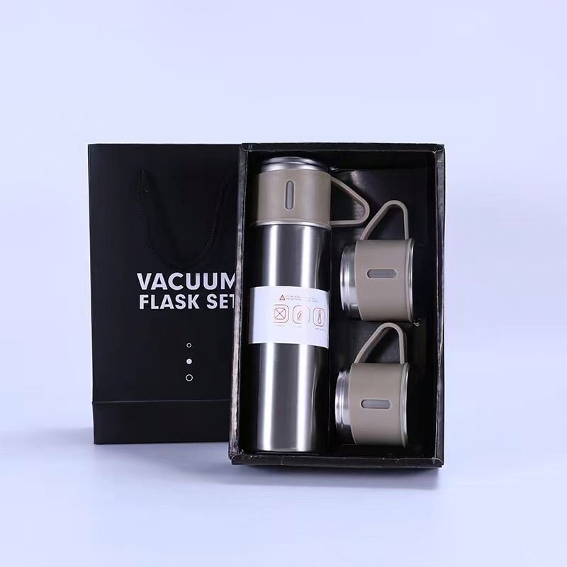 Portable Christmas Gift 3pcs Travel Coffee Tea thermos Vacuum flask stainless steel water bottle gift set with 2 cups