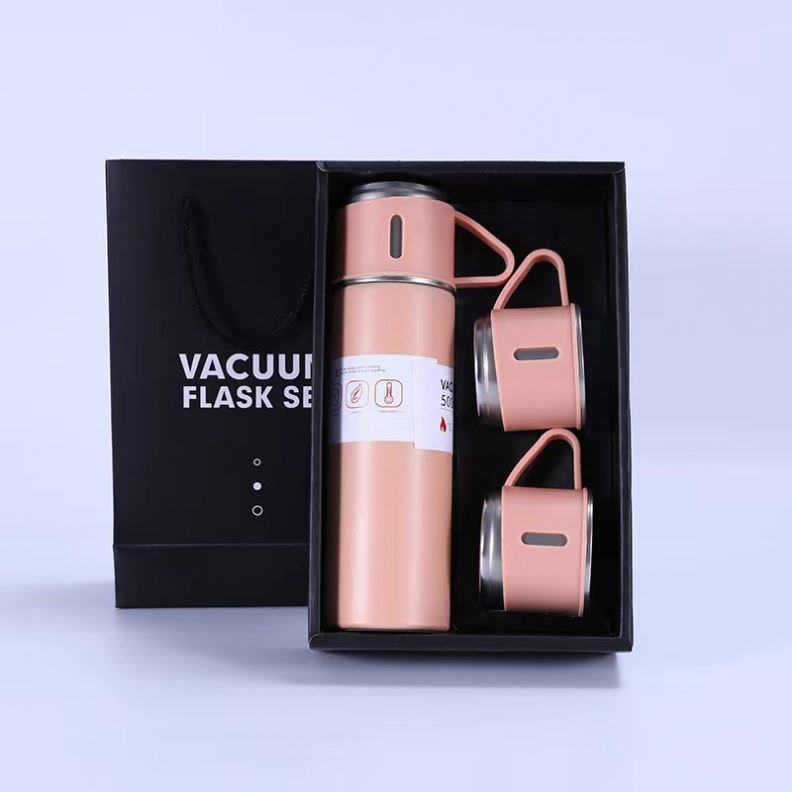Portable Christmas Gift 3pcs Travel Coffee Tea thermos Vacuum flask stainless steel water bottle gift set with 2 cups