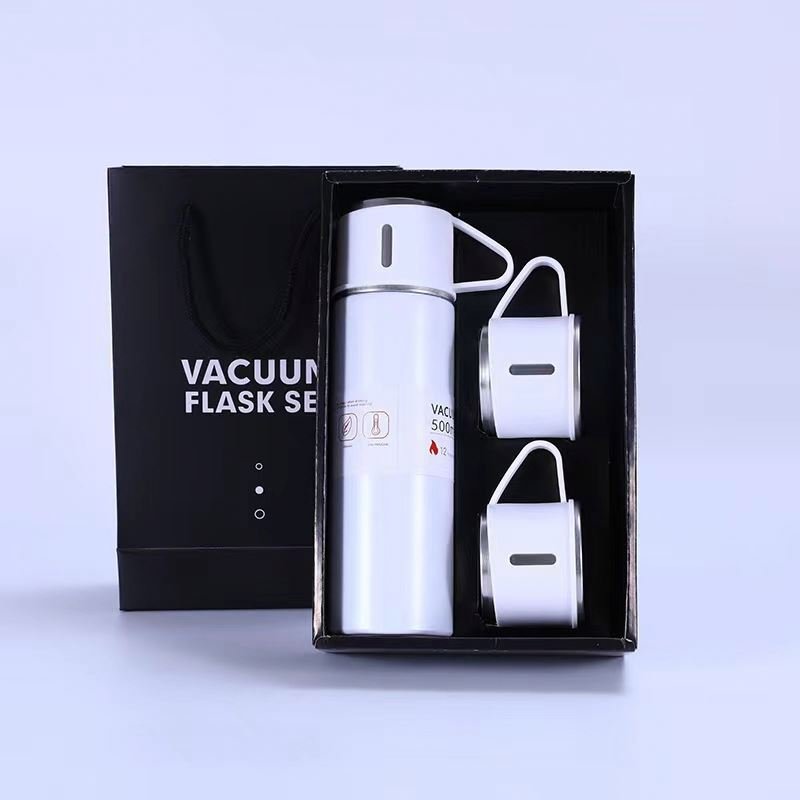 Portable Christmas Gift 3pcs Travel Coffee Tea thermos Vacuum flask stainless steel water bottle gift set with 2 cups